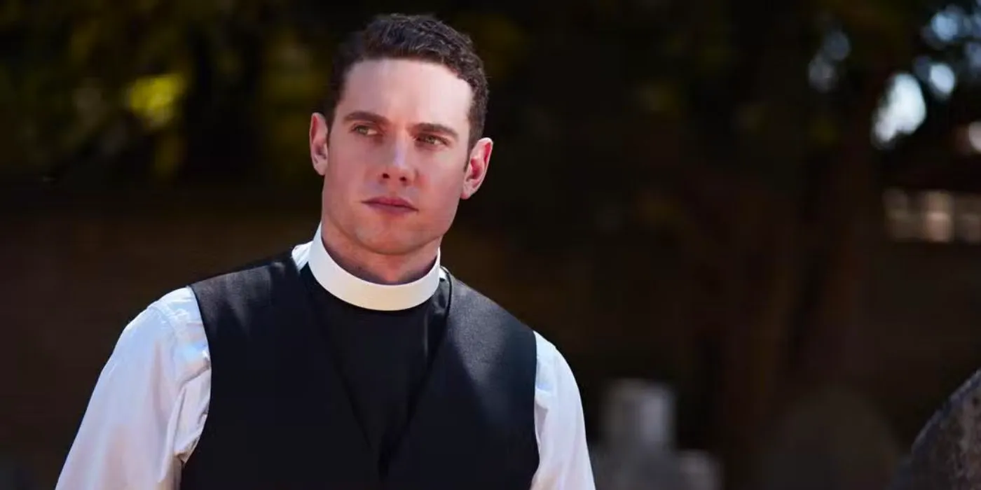 Will Davenport (Tom Brittney) looking off somewhere in Grantchester Image