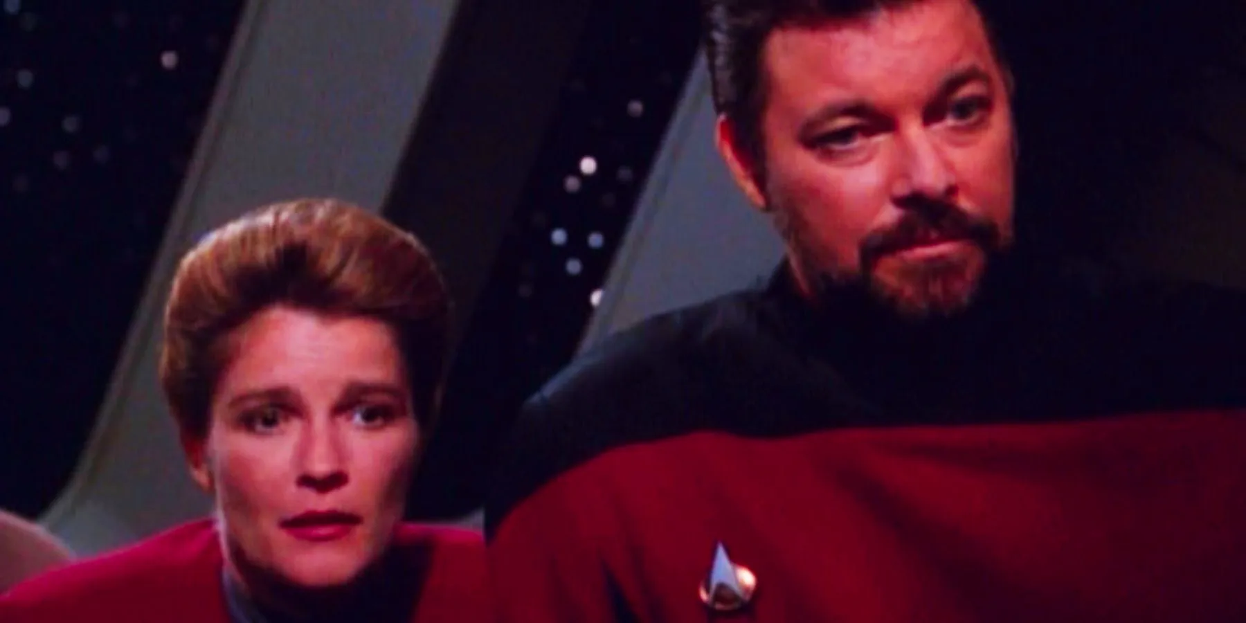 Will Riker and Kathryn Janeway in Star Trek Voyager Image