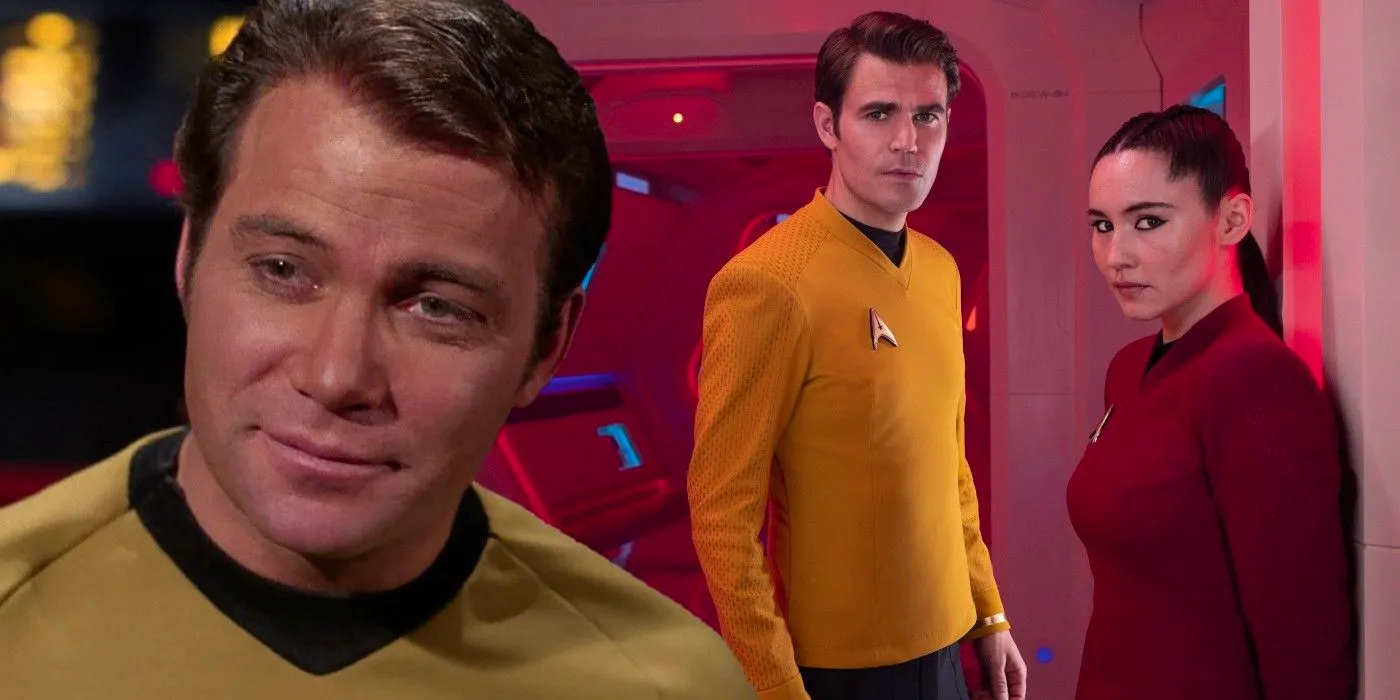 William Shatner and Paul Wesley as Jame T. Kirk and Laan Noonien Singh from Star Trek: TOS and Strange New Worlds. Image