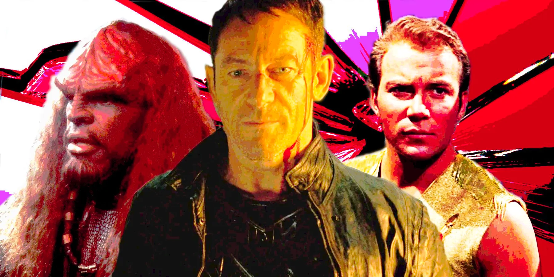 William Shatner as Kirk, Jason Isaacs as Lorca, and Michael Dorn as Worf in Star Trek Image