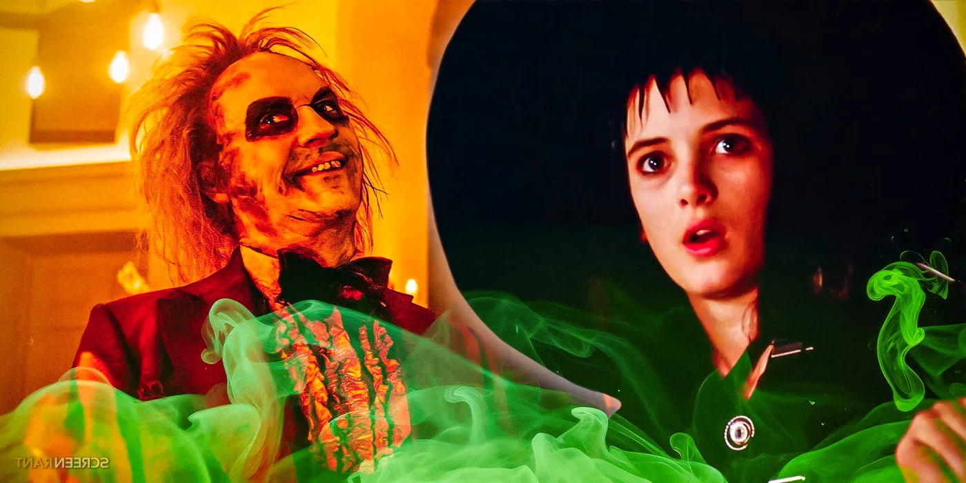 Winona Ryder from Beetlejuice next to Michael Keaton in Beetlejuice 2 Image