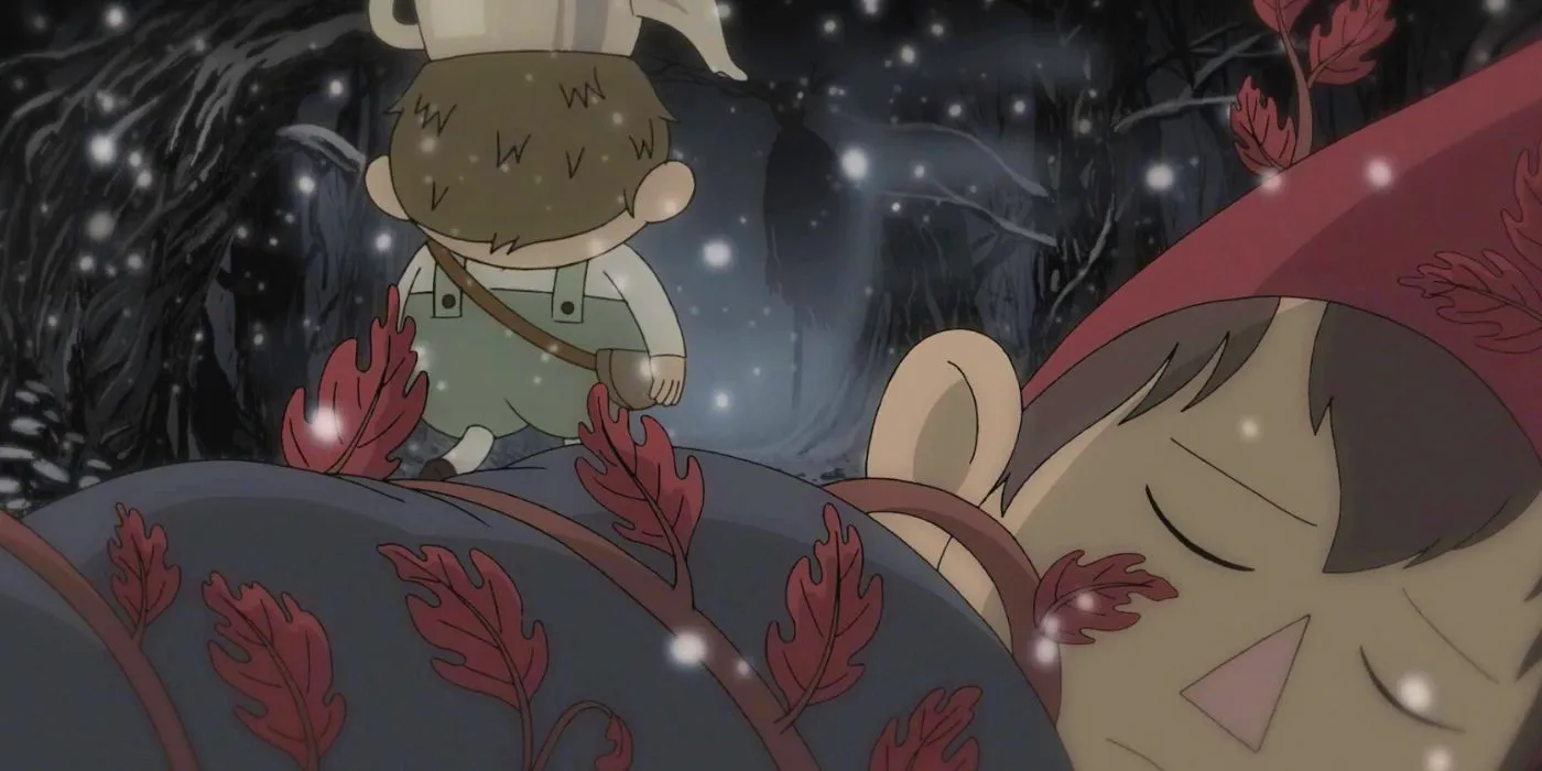 Wirt overgrown in branches while Greg leaves in Over the Garden Wall Image