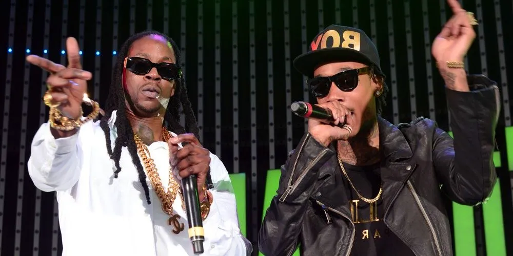 Wiz Khalifa and 2 Chainz performing on stage  Image