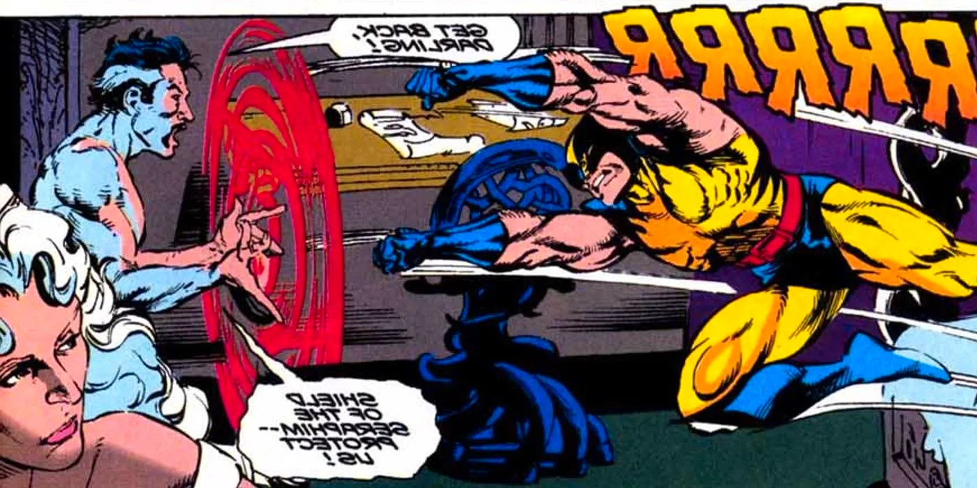 wolverine attacks doctor strange and clea Image