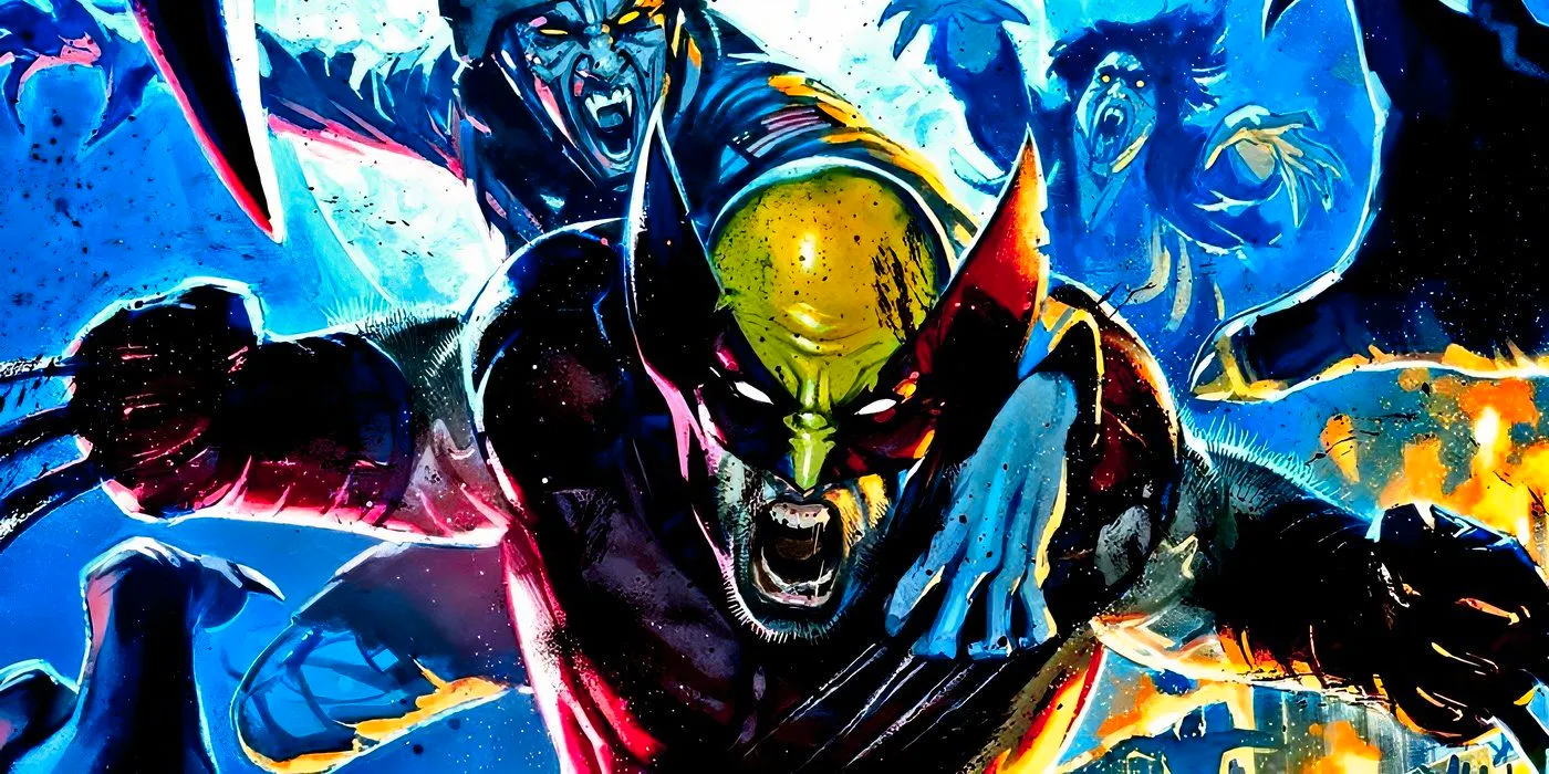 Wolverine battling a horde of vampires. Image