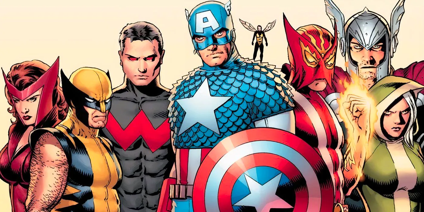 Wolverine, Captain America, Scarlet Witch, and other members of the Avengers.  Image