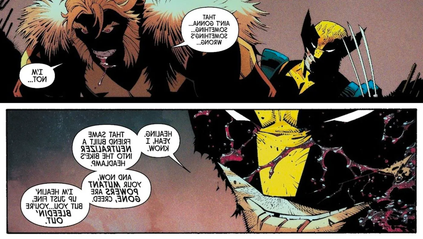 wolverine negates sabretooth's healing Image