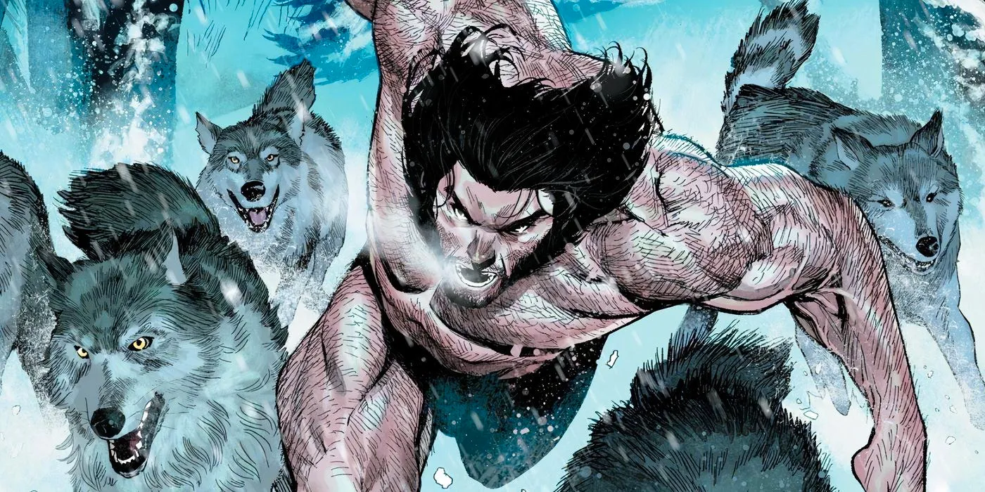 Wolverine Running with Wolves Image