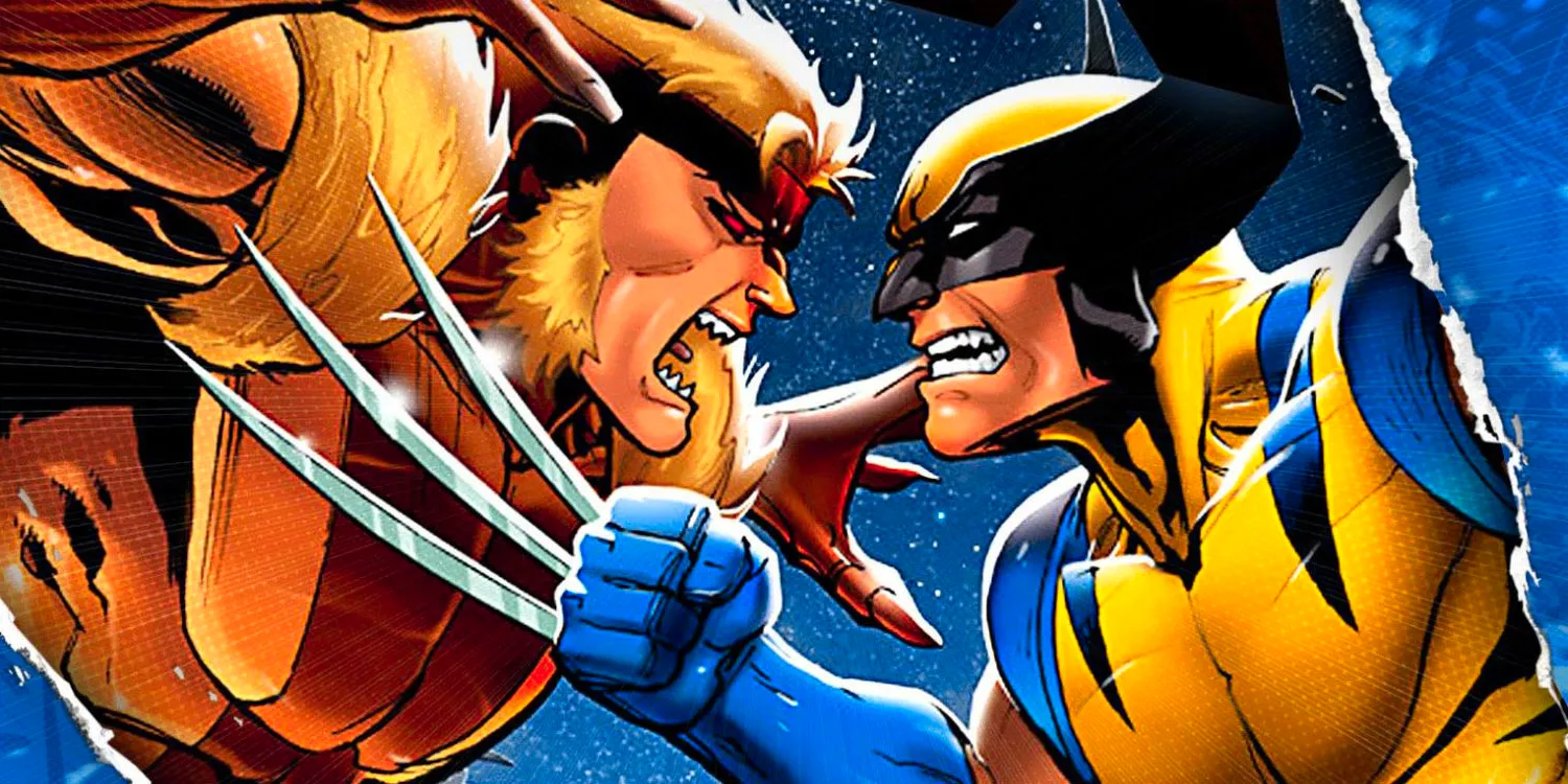 Wolvering fighting Sabretooth in X-Men The Animated Series Image