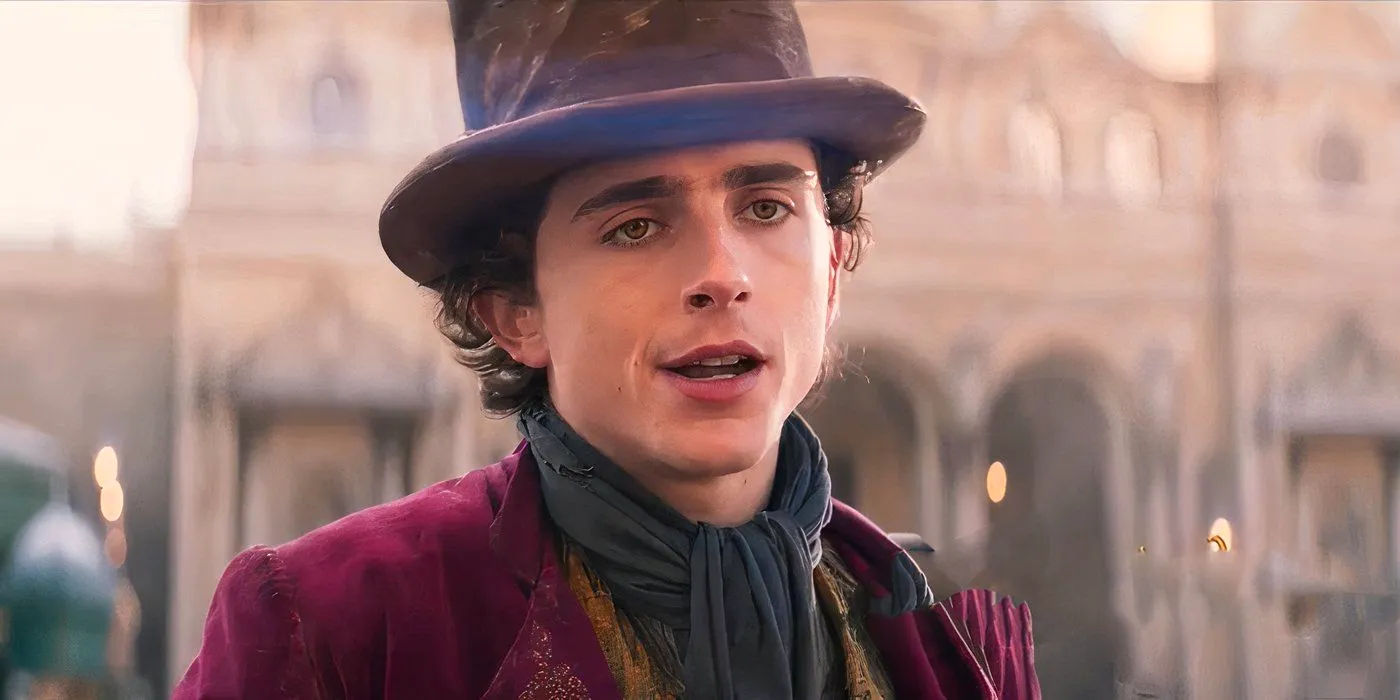 Wonka (Timothee Chalamet) in a top hat, singing A Hatful Of Dreams Image