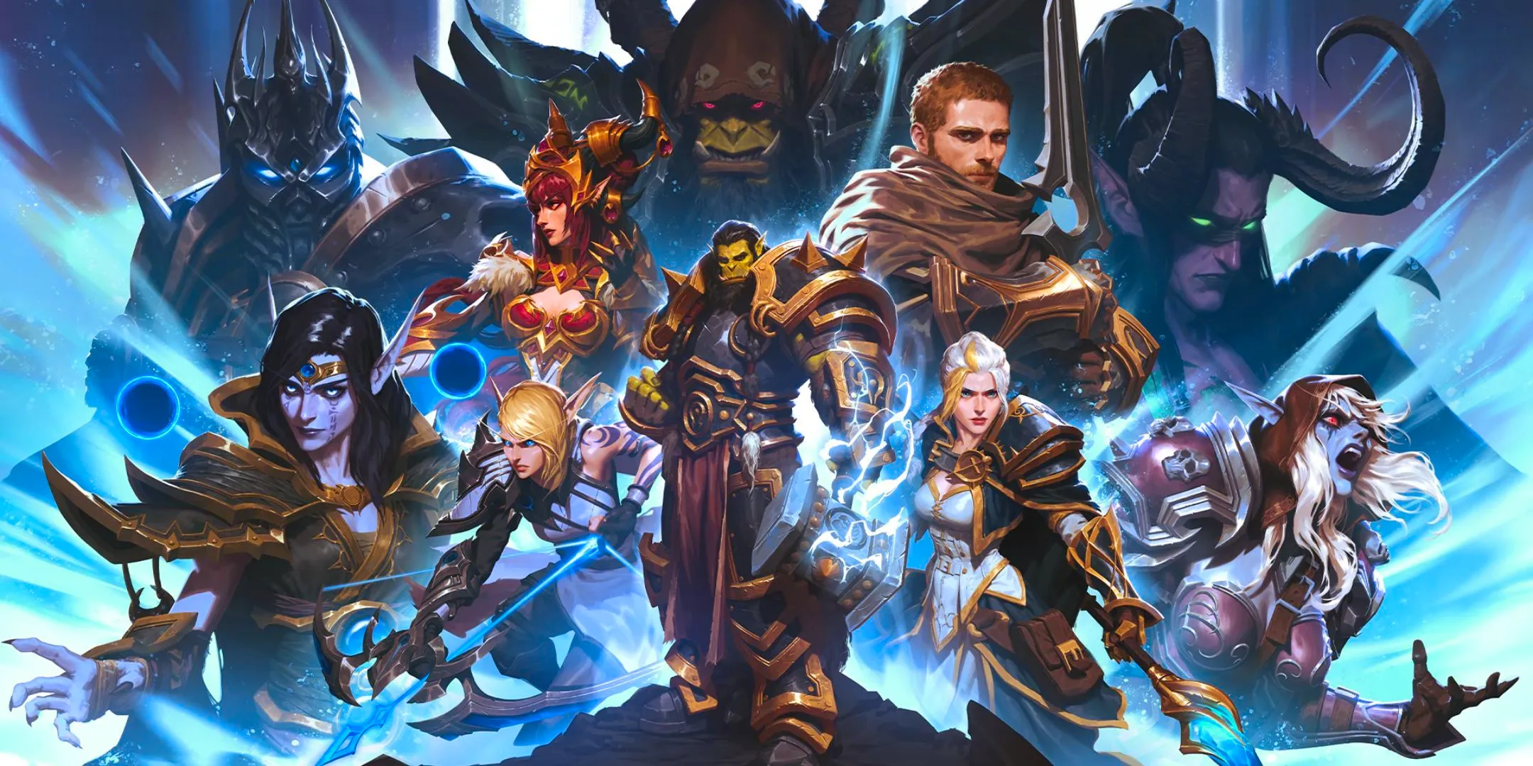 World of Warcraft 20 anniversary artwork with numerous key figures in the game Image