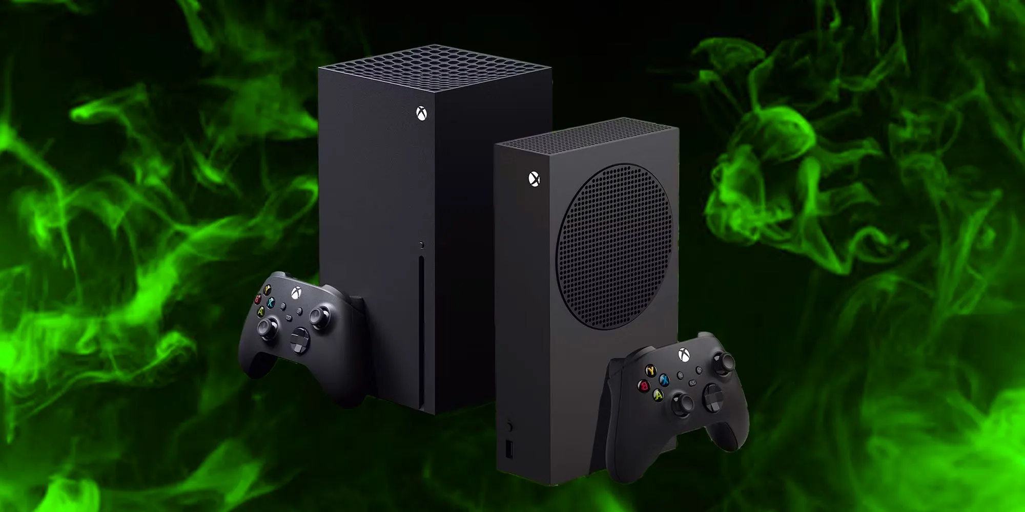 Xbox Series S and X on Green smokey background Image