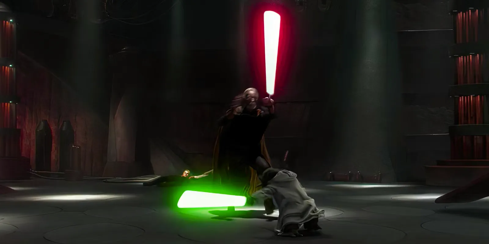 Yoda and Count Dooku dueling in Star Wars Attack of the Clones Image