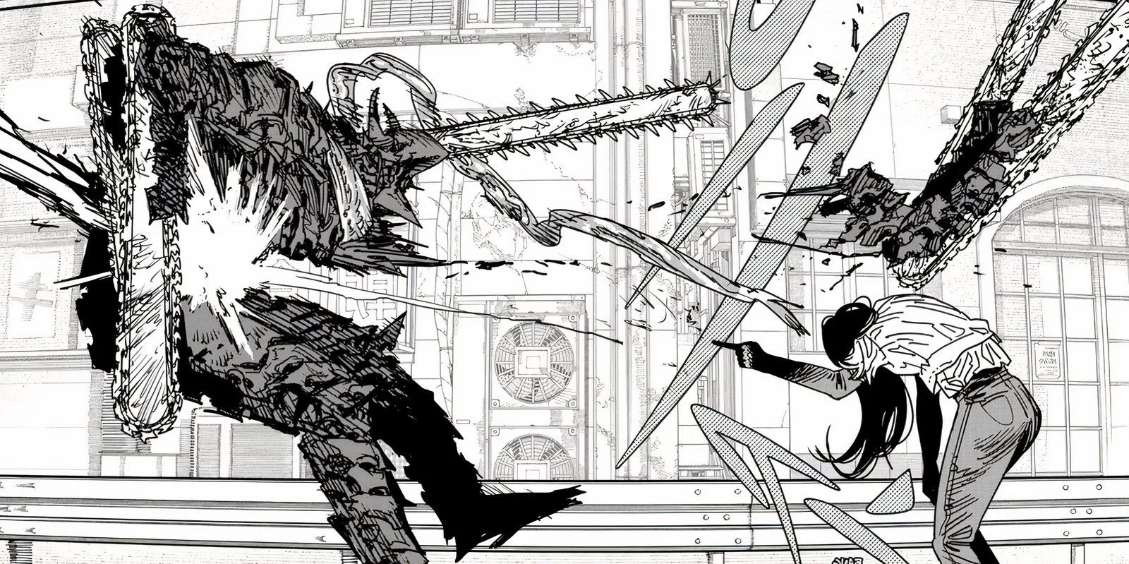 Yoru using the power of the gun devil in her fight with Chainsaw Man. Image