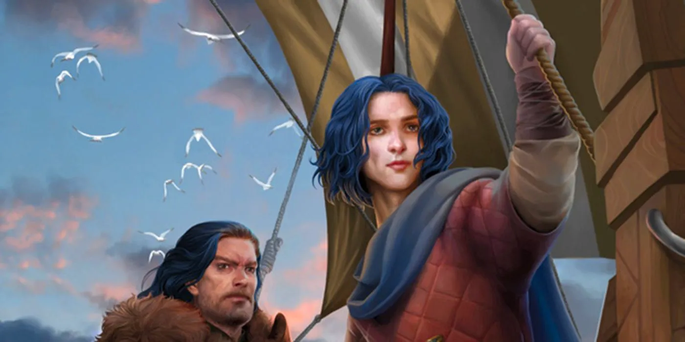 Young Griff and Jon Connington sailing in A Song of Ice and Fire book art Image