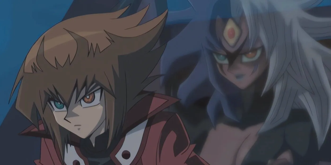 Yubel and Jaden during the final duel against Nightsrhoud in the series.  Image