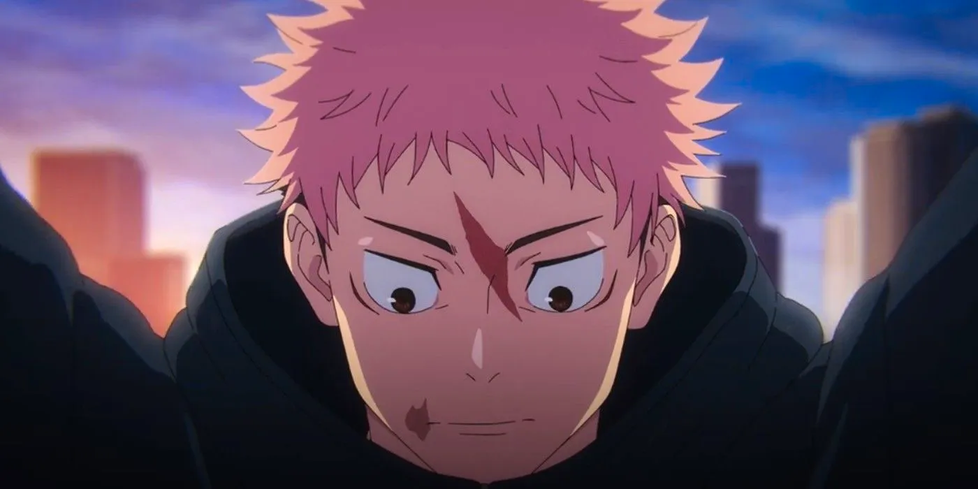 Yuji looking down forlornly in Jujutsu Kaisen Image