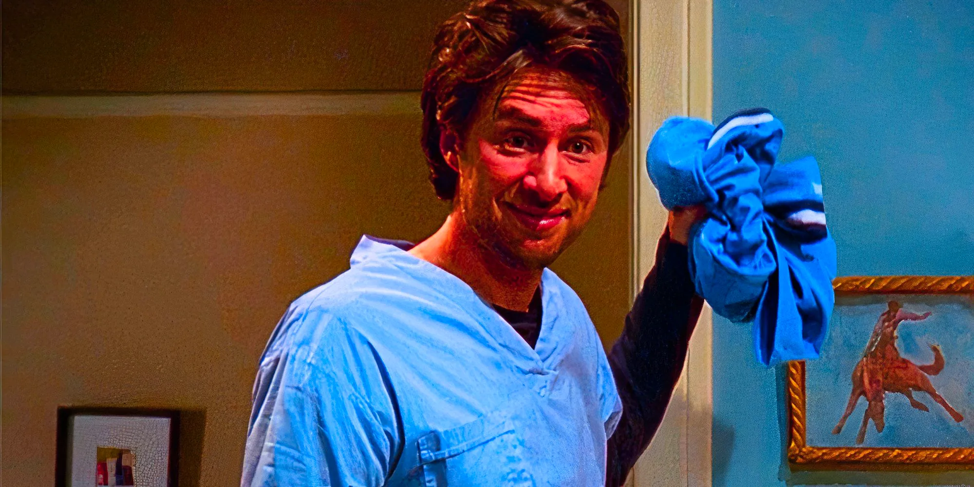 Zach Braff smiling as JD in Scrubs Image