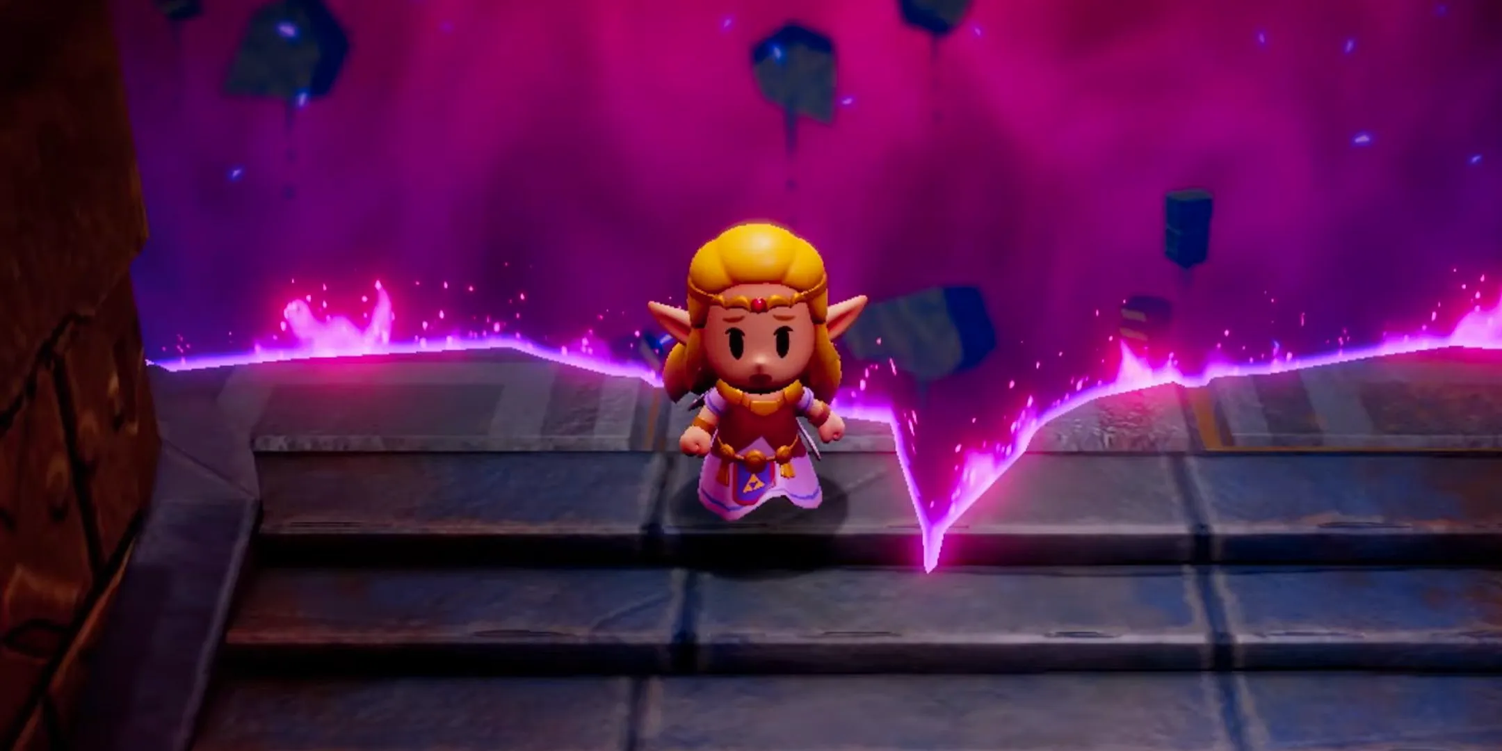 Zelda Fleeing A Dimensional Rift In The Legend Of Zelda: Echoes Of Wisdom. Image