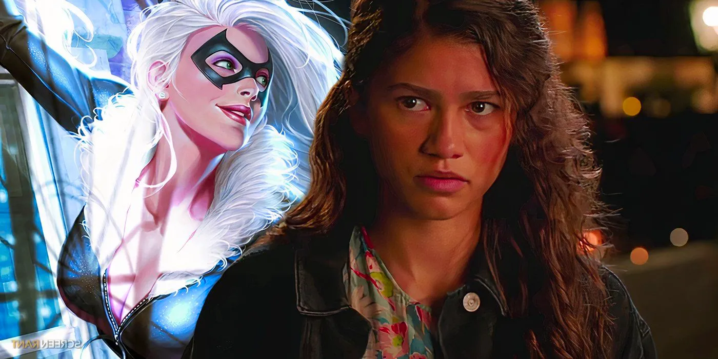 Zendaya's MJ looking confused and Black Cat from Marvel Comics Image