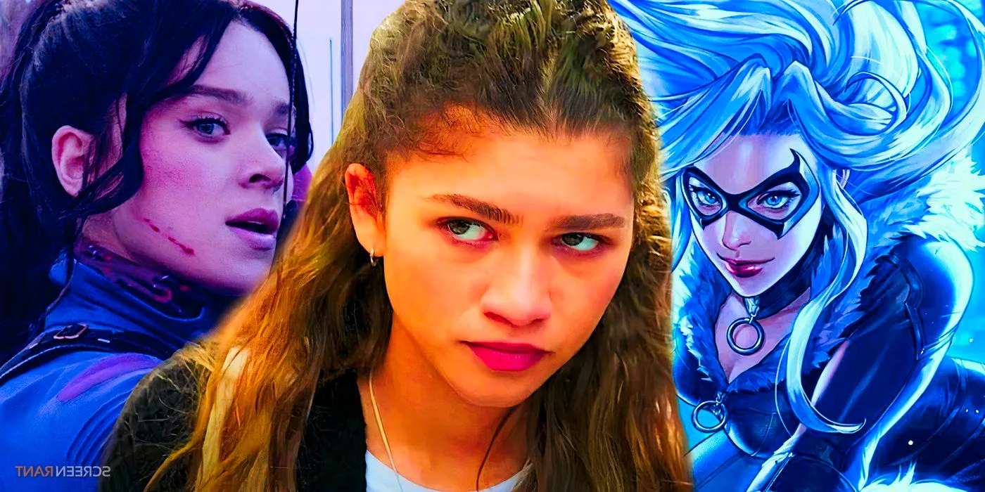 Zendaya's MJ with Marvel Comics' Black Cat and Hailee Steinfeld's Kate Bishop on each side Image