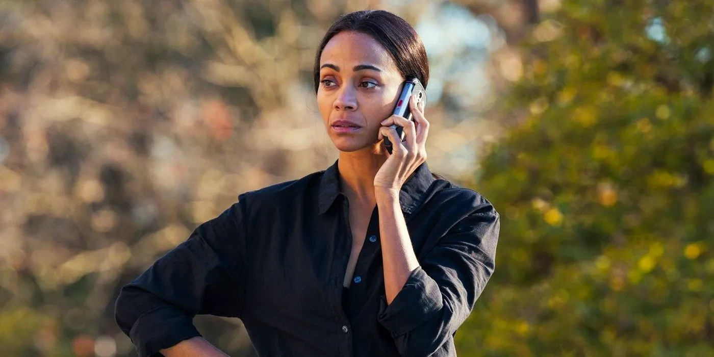 Zoe Saldana on the phone in Special Ops Lioness Image