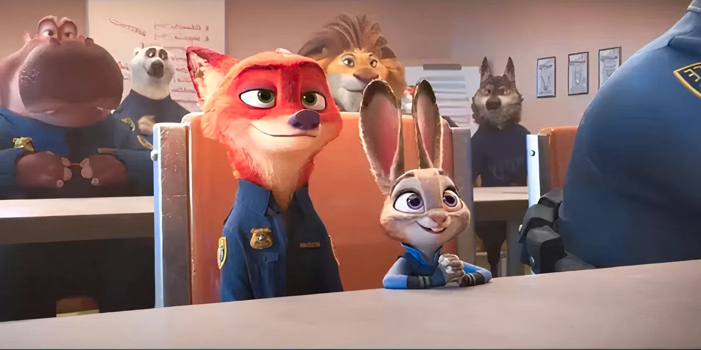 Zootopia's Judy Hopps and Nick Wilde in their police uniforms. Image