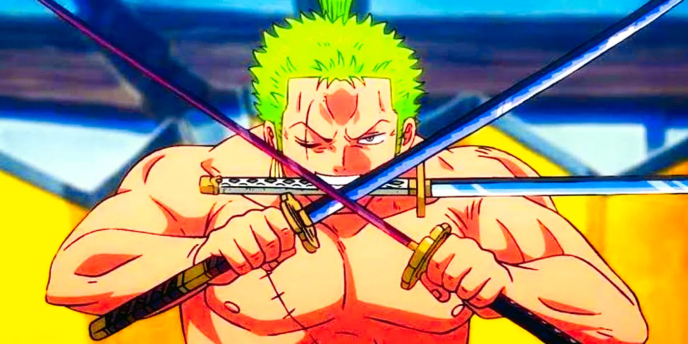 Zoro using three swords in One Piece Image