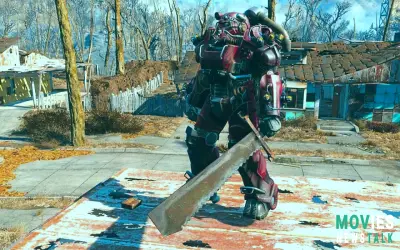 The player of Fallout 4 finds an absurd melee weapon with the "Never Ending" perk.